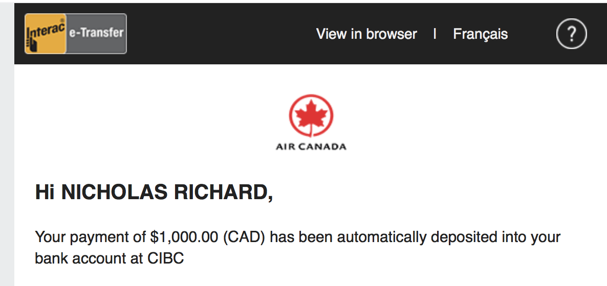 Air canada flight cancelled